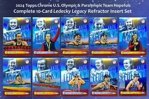 Katie Ledecky Legacy 2024 Topps Chrome Olympic Team USA Complete Refractor Set - Picture 1 of 21