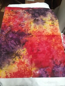 Batik Cotton Fabric - Purple/red/yellow/green abstract design 18.5" L x 47" W - Picture 1 of 2
