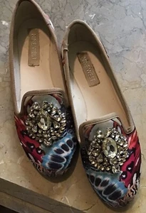 $Vintage Nine West Jeweled Ballet Flats Floral Size 5M - Picture 1 of 5