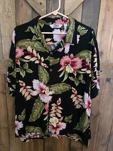Hawaii Hangover Men's Black Rafelsia Floral Hawaiian Shirt Short Sleeve Size 2XL - Picture 1 of 4