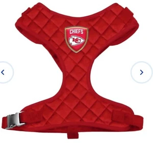 Kansas City Chiefs DOG Harness Luxury ADJ w/ Epoxy Dome Shield Size Extra SMALL - Picture 1 of 4