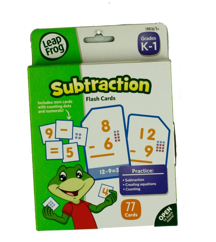 LeapFrog Subtraction Flash Cards 19416 Grades K-1 Leap Frog Pack of 77