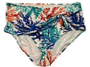 Swim by Cacique Womens White Sea Coral Pattern Swimsuit Bikini Bottom SZ 22 NWT - Picture 1 of 15