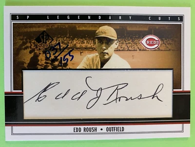 2002 SP Legendary Cuts Ed Roush Auto Baseball Card Reds 220840 PF1 - Image 1 of 3