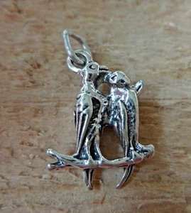 Sterling Silver 3D 17x13mm Two Love Birds on Branch Wedding Charm - Bild 1 von 3