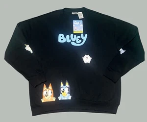 Bluey Disney Sweatshirt Adult 2XL Black Bingo Graphic Crewneck NEW - Picture 1 of 3