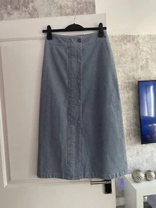 Vintage Thomas Burberry Long Denim Skirt Sz 42 Uk 10 - Picture 1 of 12
