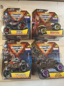 2024 Monster Jam Marvel Series 1 Monster Trucks COMPLETE SET OF 4 - IN HAND - Picture 1 of 10