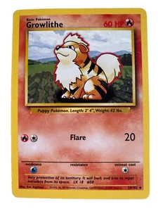 Pokemon TCG Growlithe original base set 28/102 1999 WOTC excellent condition - Picture 1 of 2