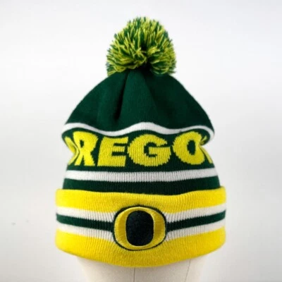 Nike Oregon Ducks Green/Yellow Cuffed Pom Beanie Hat Embroidered Swoosh O - Image 1 of 4