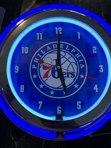 Philadelphia 76ers NBA Chrome Double Ring Neon Clock 14” Cover