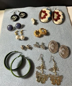 Lot Of 11 Assorted Vintage To Now Earrings Pierced&Clip-On Branded And Unbranded - Picture 1 of 12