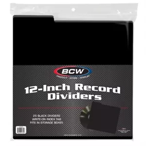 25 BCW 12" LP Vinyl Record Dividers with Tabs, Black, Archival Quality Storage - Picture 1 of 1