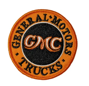 GMC Trucks Orange Circle Automotive Premium 3in Embroidered Iron-on Patch - Picture 1 of 3