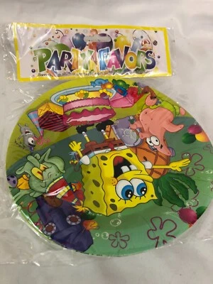 vtg 6 Sponge Bob Square Pants Dessert Plates Birthday Party Favors - Image 1 of 4