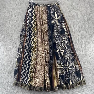 Chicos Skirt Womens 0 US Small Brown Multi Tribal Silk Maxi Sequin Bead Pull On - Picture 1 of 11