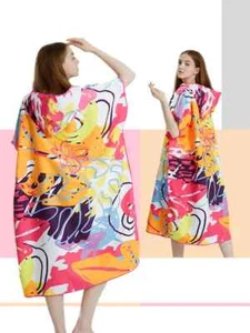 Surf Poncho Towel Poncho Quick-Dry Towel Hoodie Microfiber Beach Robe Changing - Picture 1 of 13