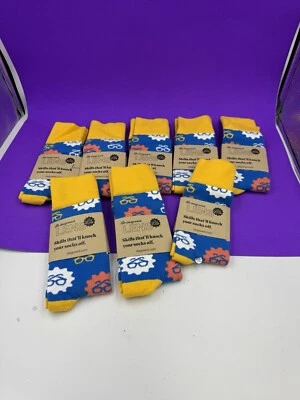 Degreed носки унисекс O/S желтый синий карьера опрятный Yuppy хлопок США новый с Ярлыками лот из 8 - Изображение 1 из 4