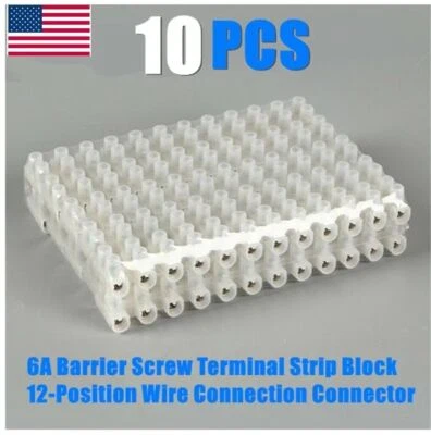 10pcs Dual Row 6A 12 PositionTerminal Strip Screw Terminal Barrier Block US - Image 1 of 4