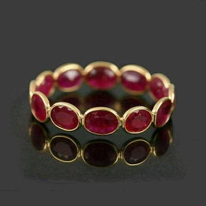 2Ct Lab-Created  Ruby Full Eternity Engagement Band Ring 14k Yellow Gold Over - Picture 1 of 4