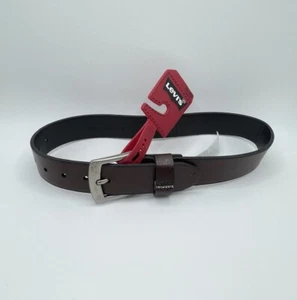 New Boy's LEVI'S Brown Leather Belt w/ Metal Logo, Sz XS 19"-21" Silver Buckle - Picture 1 of 4