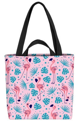 Flamingo Palmen rosa Tasche Urlaub Reise Pool gestreift Sommer Tiere Muster Par - Bild 1 von 3