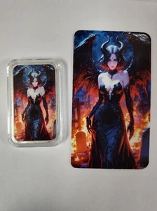 INFERNO’S ANGEL Hayleybug Mint 1 Troy Oz Double Sided .999 Silver Art Bar - Picture 1 of 2