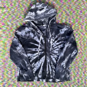 No Bo Boundaries Tie Dye Black Zip Up Hoodie XXL Juniors - Picture 1 of 3