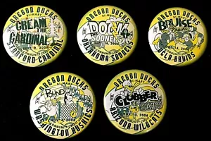 OREGON DUCKS 2006 5 FOOTBALL GAME BUTTONS OKLAHOMA SOONERS STANFORD UCLA AZ WASH - Picture 1 of 2