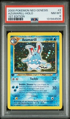 2000 Pokémon Neo Genesis Azumarill Holo 1st Edition #2 - PSA 8 NM-MT - 131944506 - Image 1 of 2