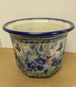 Polish Unikat Flower Pot A.M.-242 Artist T Liana 4087 Measures 8"X10.5" - Picture 1 of 7