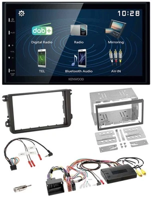 Kenwood 2DIN Bluetooth Lenkrad USB DAB Autoradio für VW T5 Golf Tiguan Touran 20 - Bild 1 von 4