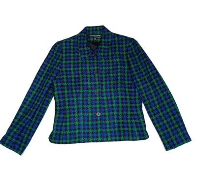 Blazer de Colección Kasper & Company ASL para Mujer 12 Mezcla de Lana Pata de Gallo Años 90 Azul Verde Foto 1 de 4