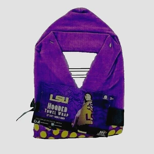 LSU Tigers Beach Bath Towel Hooded Poncho 100% Cotton Terry Wrap 22" By 51" New - Picture 1 of 2