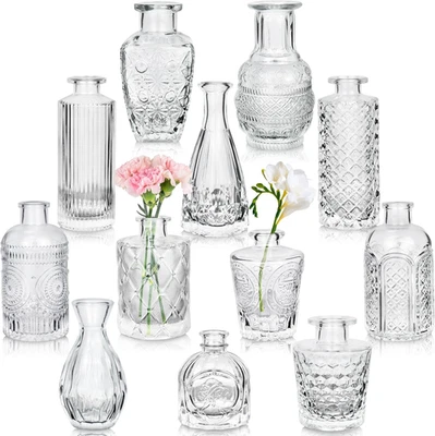 Small Glass Bud Vase for Home Wedding Table Decorations, Vintage Mini Vase Bulk  - Image 1 of 4