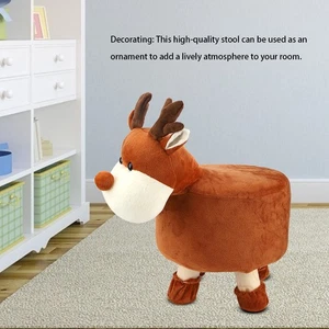 Deer Household Mini Animal Shape Stool Lovely Stool With Flannel Solid Wood HOT - Picture 1 of 9
