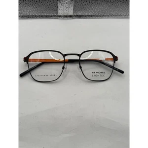 Monturas de gafas Morel Lightec para hombre negras naranjas de acero inoxidable rectangulares - Imagen 1 de 4