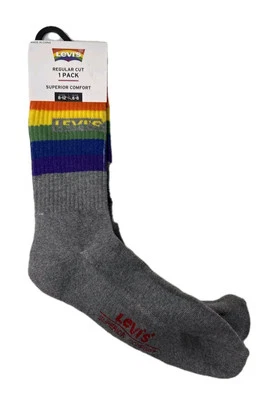  Calcetines de diseñador Levi’s arco iris a rayas talla 8-12 unisex algodón suave  Foto 1 de 4