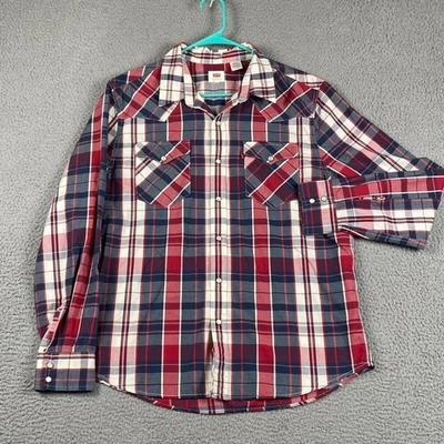 Camisa a Presión Levi's Manga Larga Perla Para Hombre XL Cuadros Western Rodeo Vaquero Foto 1 de 4