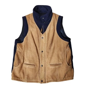 Chaleco Exterior Vintage Lone Pine Cuero Marrón Negro Cachemira/Lana Talla 44 EE. UU. - Imagen 1 de 8