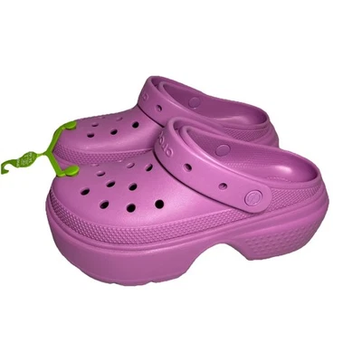 NUEVO Zueco Crocs Stomp Burbuja Goma Rosa Tacón Grueso Mujer Talla 9 Plataforma Eslinga Foto 1 de 4