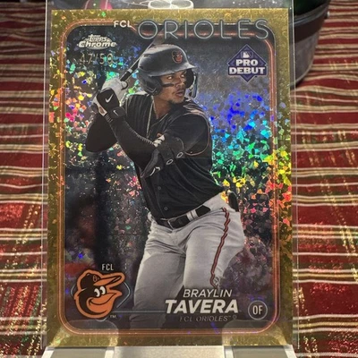 2024 Topps Chrome Pro Debut BRAYLIN TAVERA 47/50 Gold Mini Diamond SP #PDC-161 - Image 1 of 3
