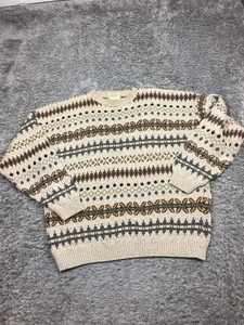 Maglione vintage St Johns Bay uomo taglia XL marrone marrone marrone cotone stile nonno - Foto 1 di 11