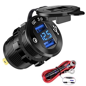 12V USB Steckdose Quick Charge 3.0 Dual Ladebuchse, USB Zigarette schwarz - Bild 1 von 7