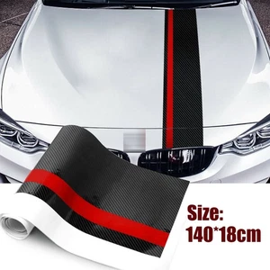 5D Carbon Fiber Car Front Hood Decorative Wrap Sticker Rally Racing Stripe Decal - Bild 1 von 12