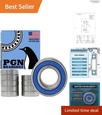 Paquete de 10 rodamientos sellados de acero cromado lubricado - altas RPM, resistencia superior Foto 1 de 4