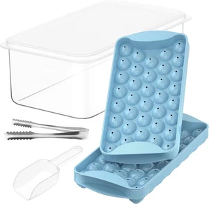 ICEXXP 72 Runde Eiswürfelformen mit Deckel & Schaufel Stapelbar Silikonformen Blau - Bild 1 von 9