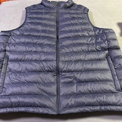 Solaris Mens 100% Down Filled Puffer Vest Size XLT Blue Packable Full Zip - Image 1 of 4