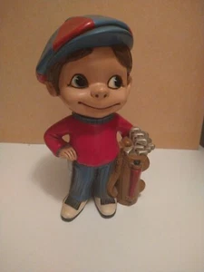 Vintage Keramik Golfer Caddy Junge Golf 10" Statue Tischplatte handbemalt Figur - Bild 1 von 6