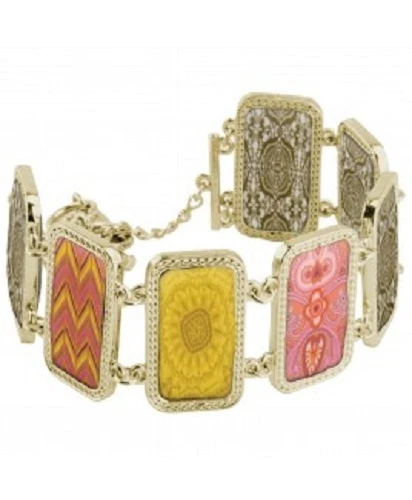 NUEVO JILZARA Hecho a Mano CUADRADO Incrustación Arcilla PHOENIX NARANJA PALANCA REVERSIBLE Pulsera Foto 1 de 1